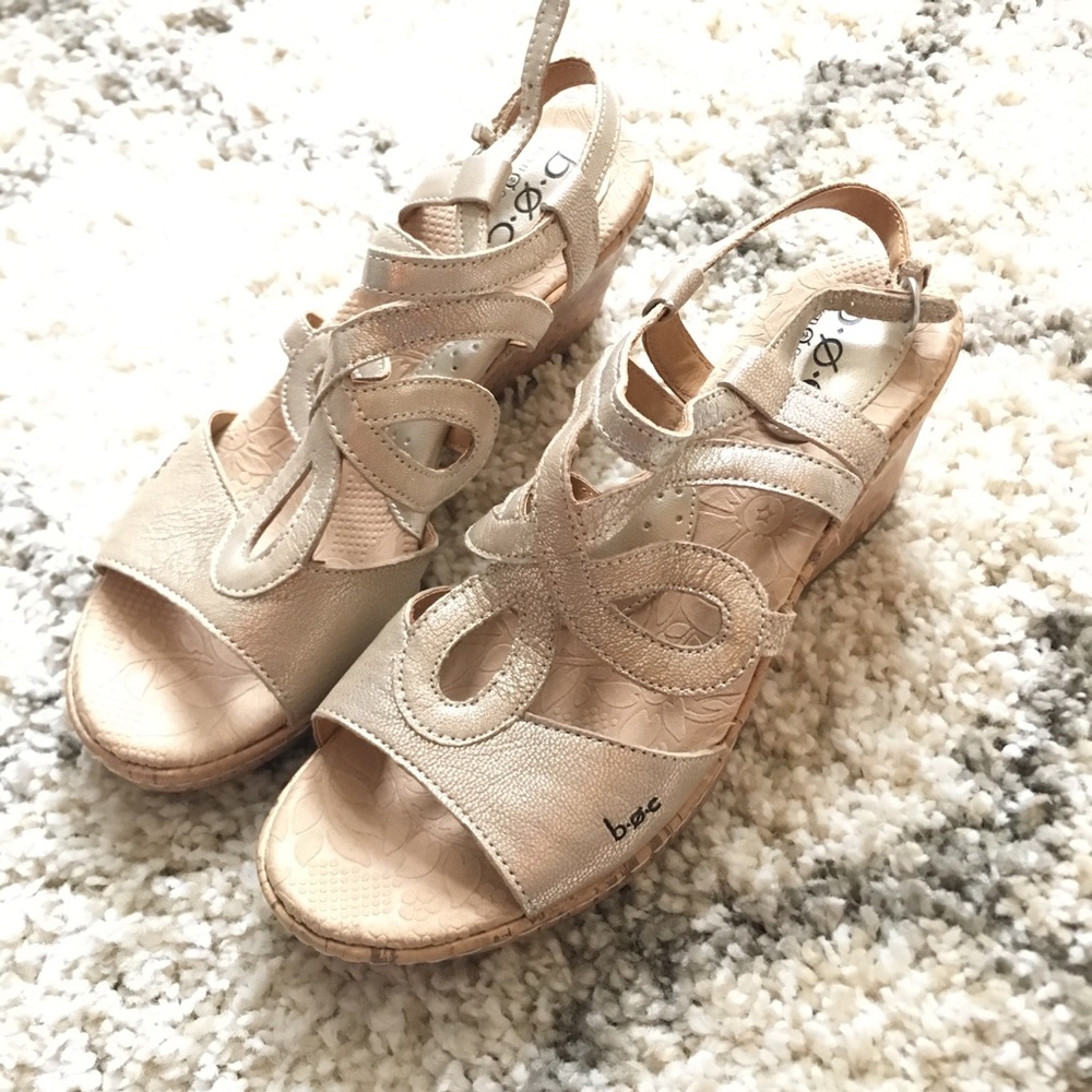 B. O. C. Leather Espadrilles Rose Gold